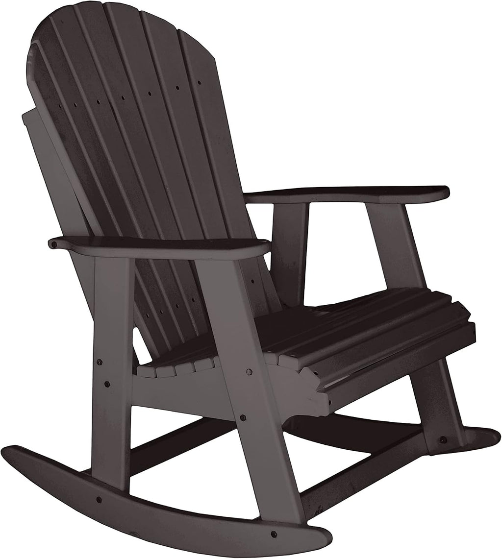 Phat Tommy Outdoor Rocking Chair - Adirondack Rocking Chair for Front Porch - Poly Outdoor Furniture - All Weather, Brown