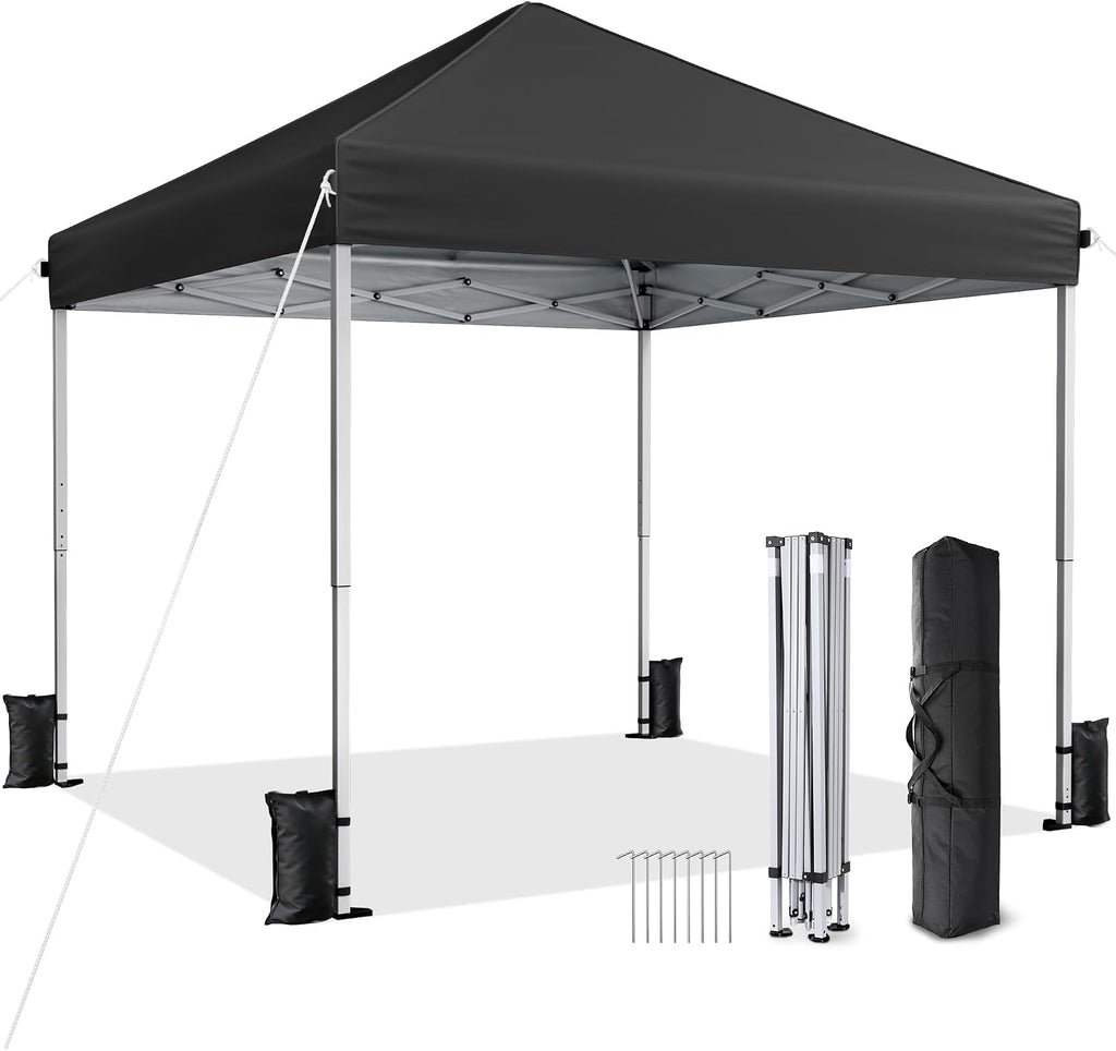 10x10 Pop Up Canopy Tent with One-Push Center Lock,Black