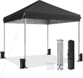 10x10 Pop Up Canopy Tent with One-Push Center Lock,Black