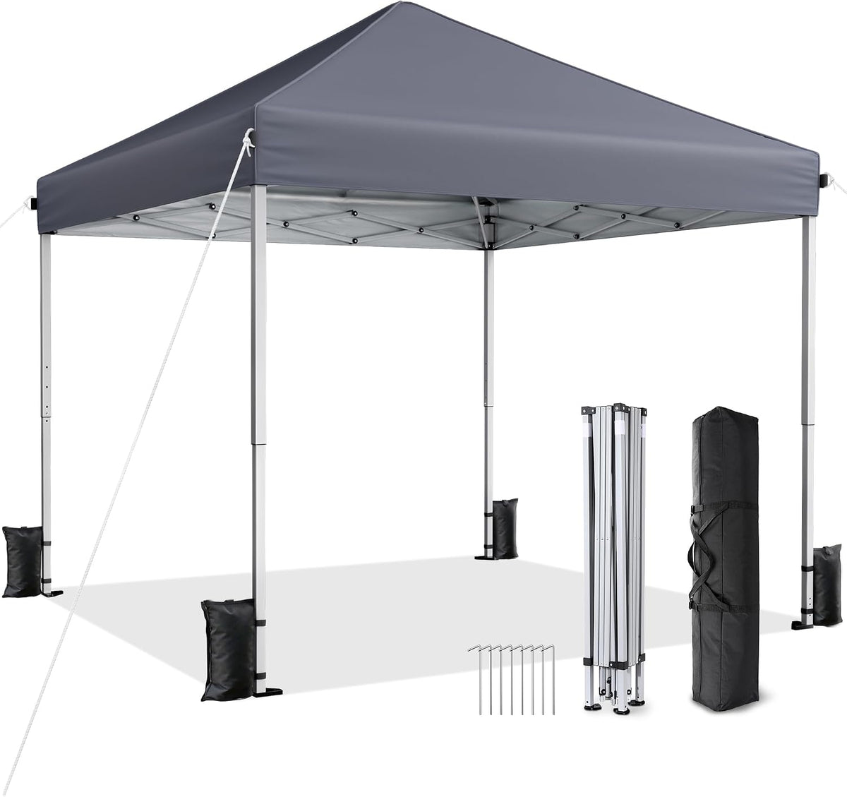 10x10 Pop Up Canopy Tent with One-Push Center Lock,Dark Gray