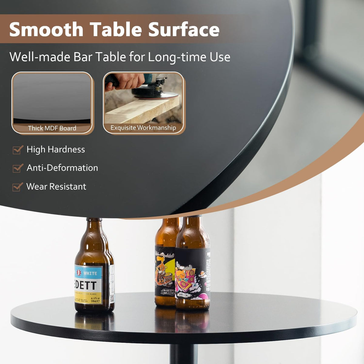 PayLessHere Bistro Bar Table 40 Inch Round Table Height Top Pub Table Cocktail for Home, Kitchen and Dining Room