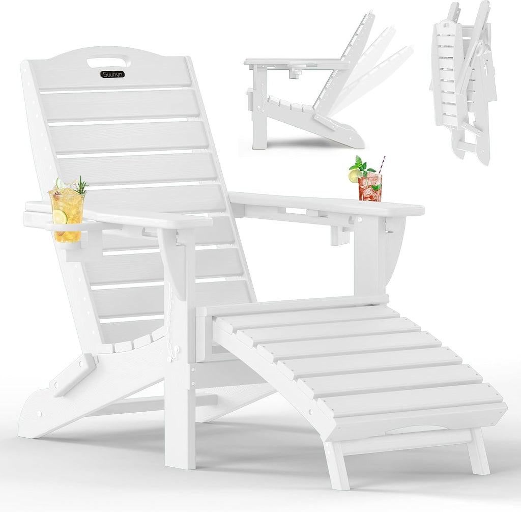 Adjustable Adirondack Chair,Outdoor Fire Pit Chair，White
