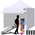 Eurmax USA 10x10 Pop Up Canopy,Commercial Tent with Patented No-Tip Rolling Bag,30sqft Extension Awning & 4 Zippered Removable Walls,UV & Water Resistant,Heavy Duty Instant Shelter Gazebo,White