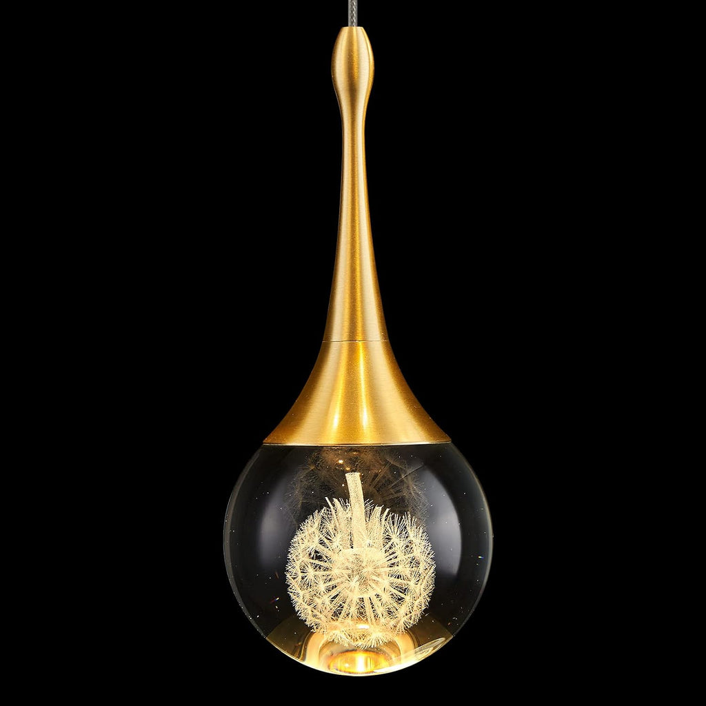 Modern LED Pendant Light for Kitchen Island, Dimmable Gold Teardrop Crystal Ceiling Pendant Lighting for Dining Room Bedroom Bathroom Hallway Entryway 3000k Warm White