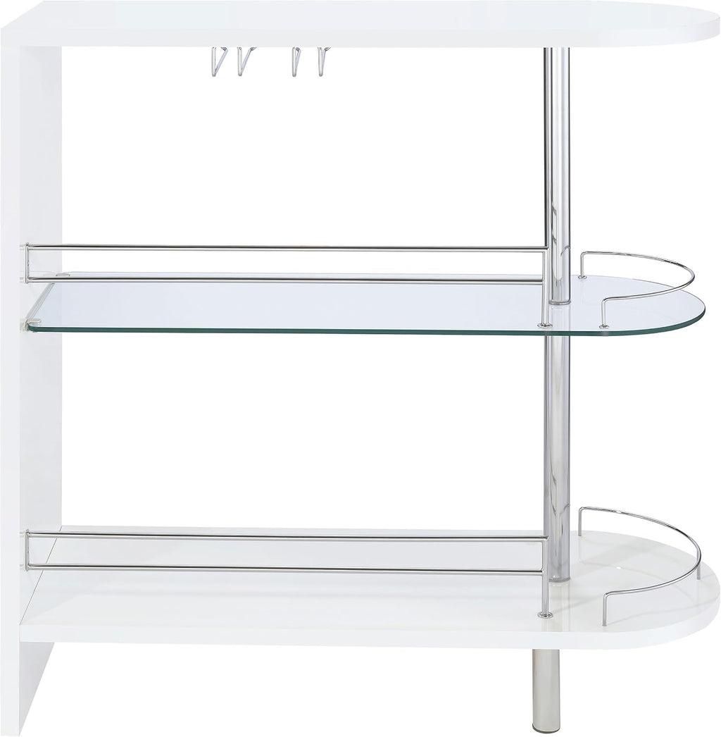 COASTER 2-holder Bar Table, Glossy White/Clear