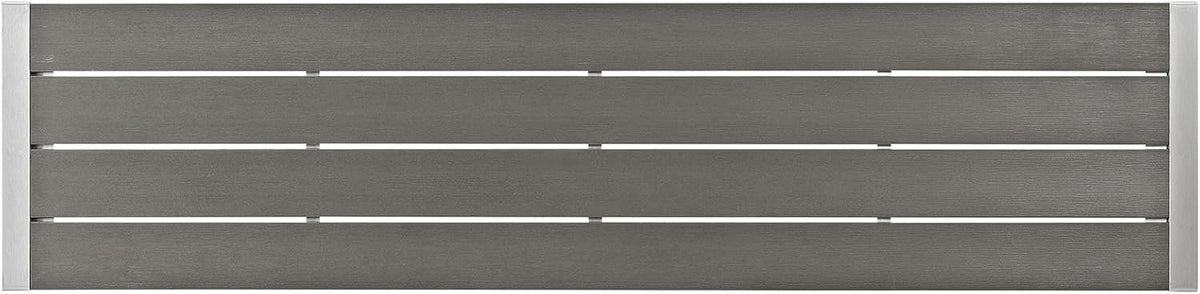 Modway Shore Aluminum Outdoor Patio Bench in Silver Gray