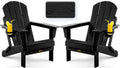 Folding Adirondack Chair, Wood Texture, Weather Resistant(Black)