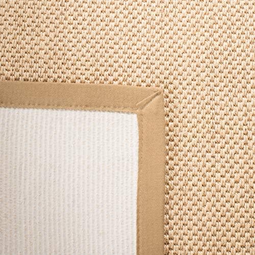 SAFAVIEH Area Rug 6x9 - Natural Fiber Collection - Maize & Linen Color, Sisal, Woven Design with Border (NF141B)