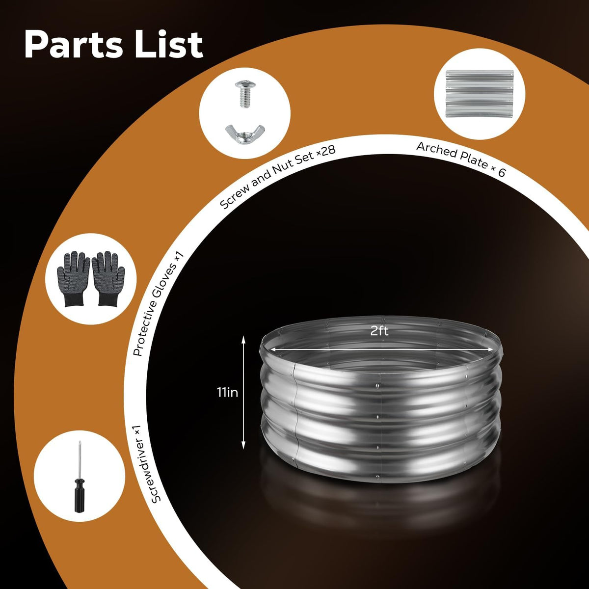 raynesys 24″ round galvanized fire pit ring for showing dimensions