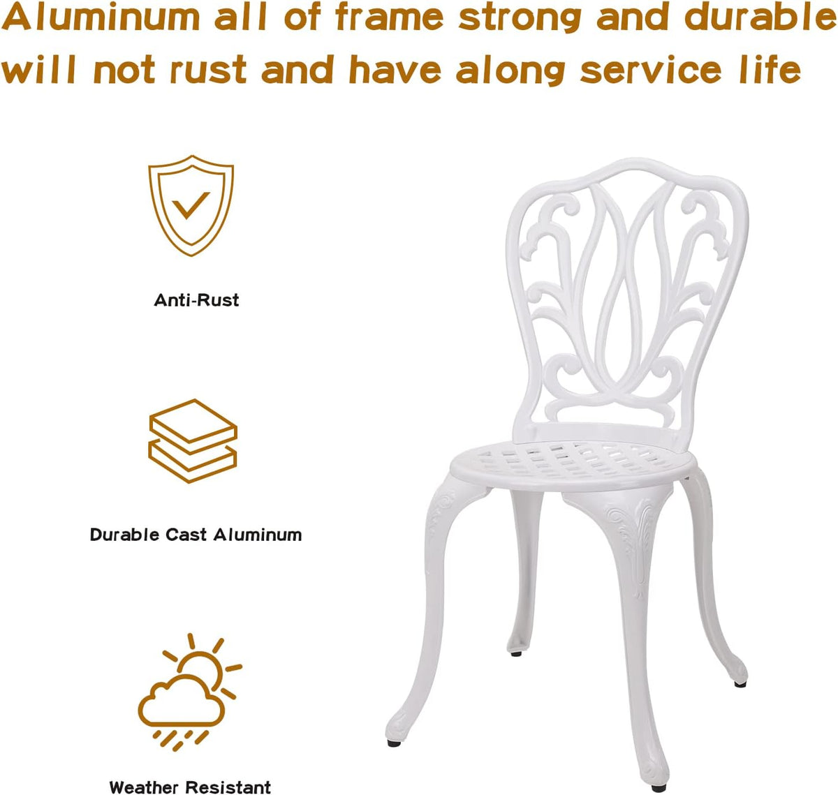 yksy&yksy 3-piece patio bistro furniture set cast-aluminum bistro on a desk or shelf