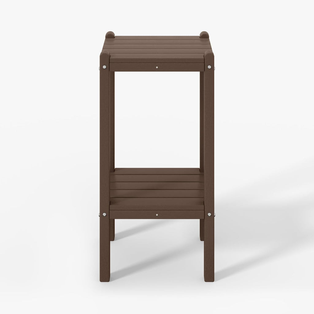 WestinTrends Malibu 36" Outdoor Adirondack HDPE 2-Tier Patio Side Table, Dark Brown