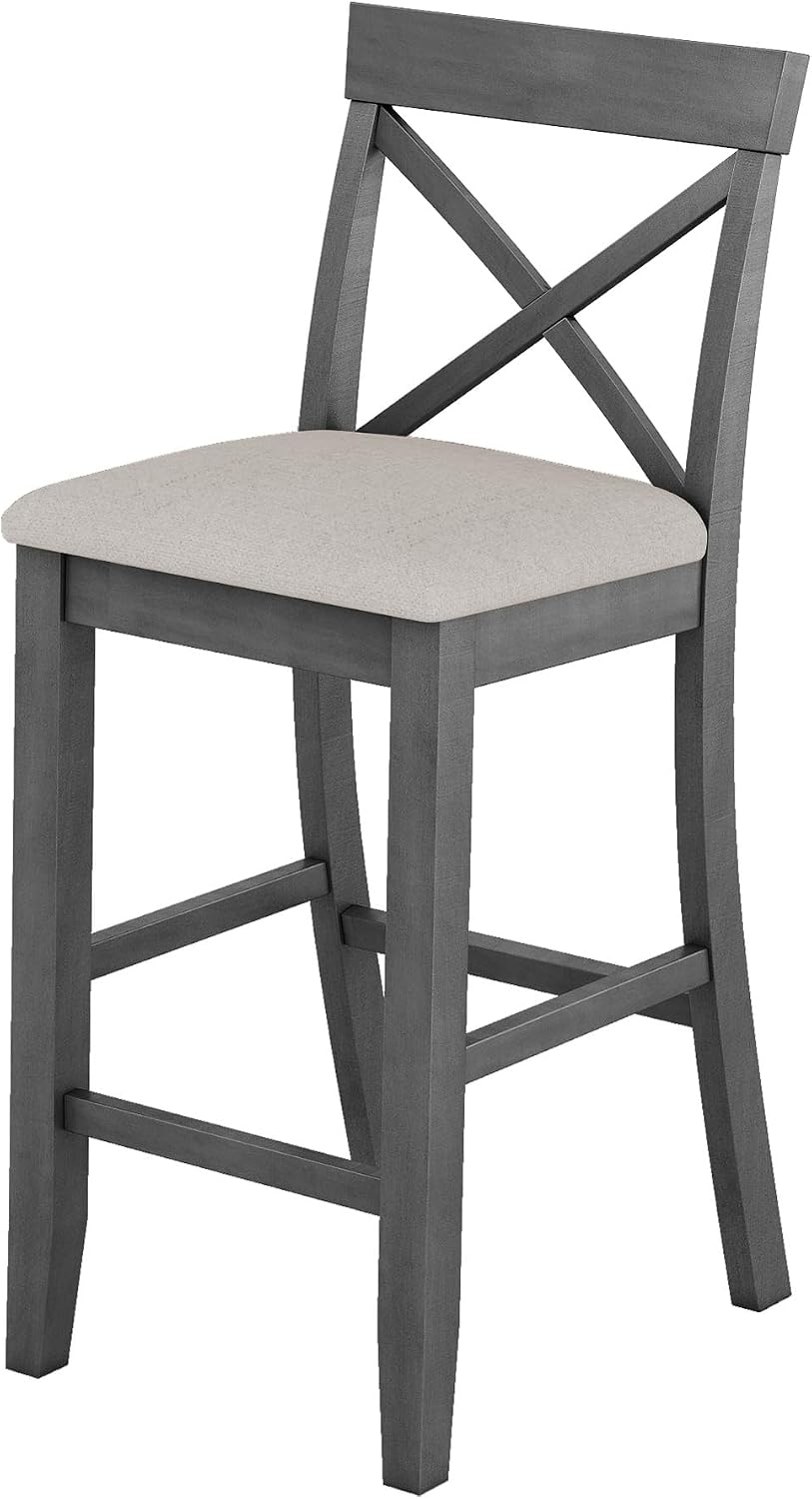 LUMISOL 3 Piece Pub Table and Chair Set, Small Bar Height Kitchen Table and Chairs, Breakfast Nook Table Set, 3 Piece High Top Dining Table for 2, Gray