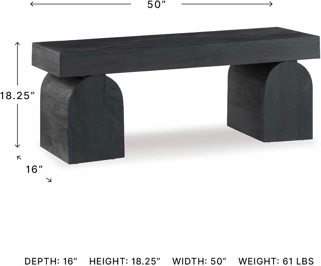 Signature Design by Ashley Holgrove Modern Entryway Accent Bench, Black