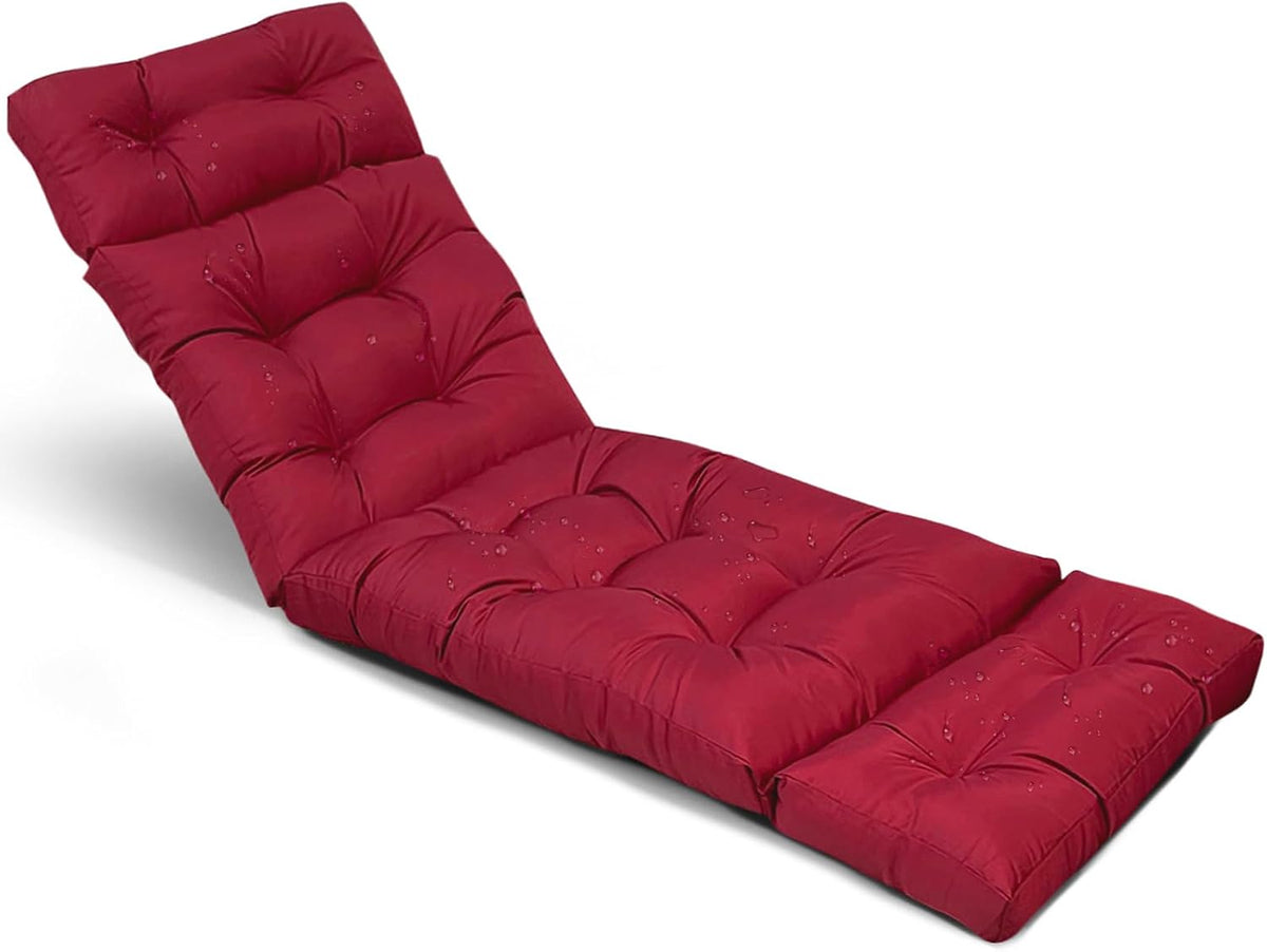 Outdoor Lounge Cushion Waterproof with Ties Wine Red