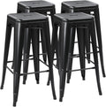 Yaheetech 30 Inch Metal Bar Stools Set of 4, Stackable Barstools, Black