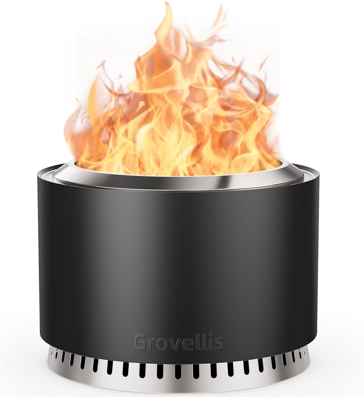 27 inch Smokeless Fire Pit with Waterproof Cover & Fire Poker