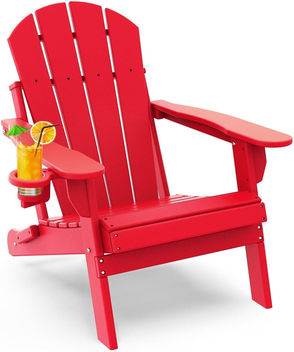 GREENVINES Folding-Adirondack-Chair, HDPE All Weather, Red