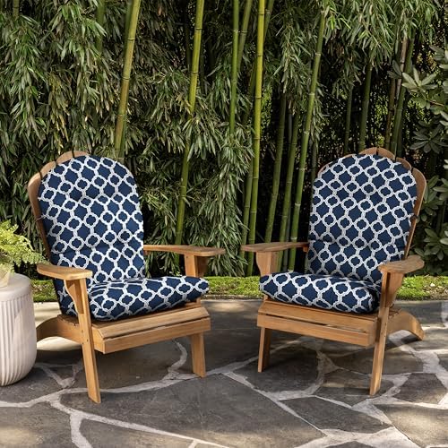 Arden Outdoor Tufted Adirondack Chair Cushion, 21.5x48, Blue Trellis