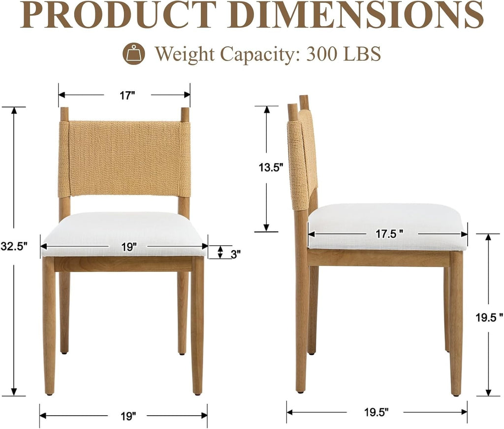 chairus Modern Coastal Woven Dining Chairs Set of 4, Natural Oak Wood