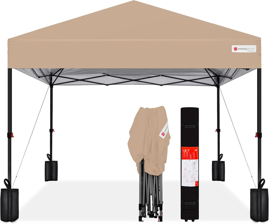 Best Choice Products 10x10 Pop Up Canopy Tent, EZ Setup, Tan