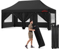 10x20 Heavy Duty Commercial Pop Up Canopy with Sidewalls, Black