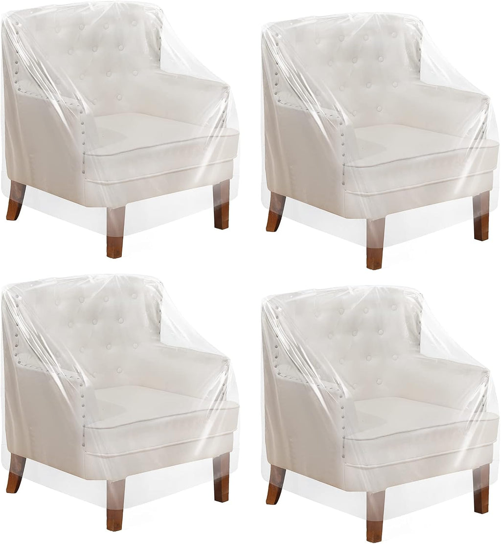 Tudomro 8 Pcs Outdoor Clear Plastic Chair Covers Waterproof Dust Proof