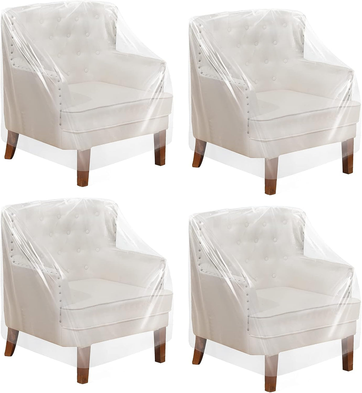 Tudomro 8 Pcs Outdoor Clear Plastic Chair Covers Waterproof Dust Proof