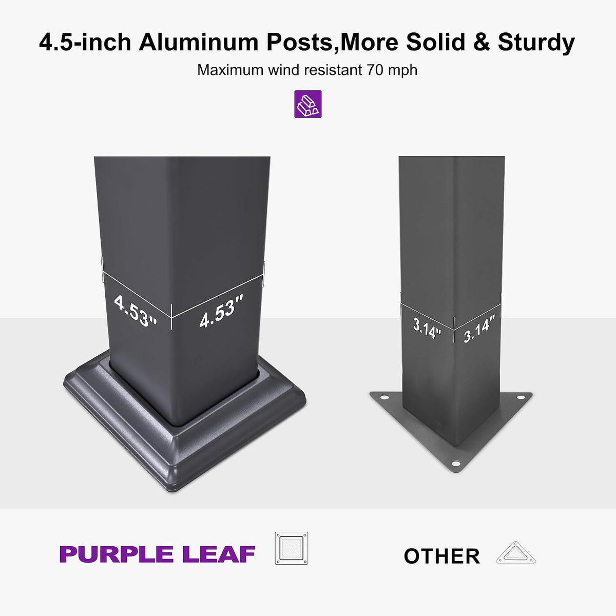 PURPLE LEAF 92KS Aluminum Pergola 10' x 16' with LED Strip Lights, Gray