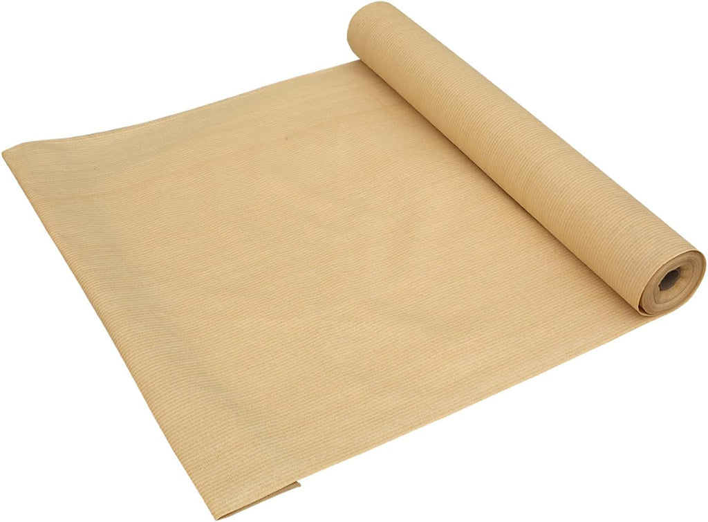 Shatex 90% Sun Shade Fabric, 8x16ft Sun-Block Net Mesh Shade with Clips for Pergola Cover Porch Vertical Screen, Beige
