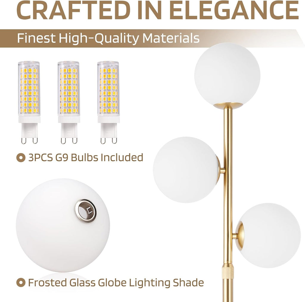 vallerico 3-Globe Mid Century Modern Floor Lamps for Living Room