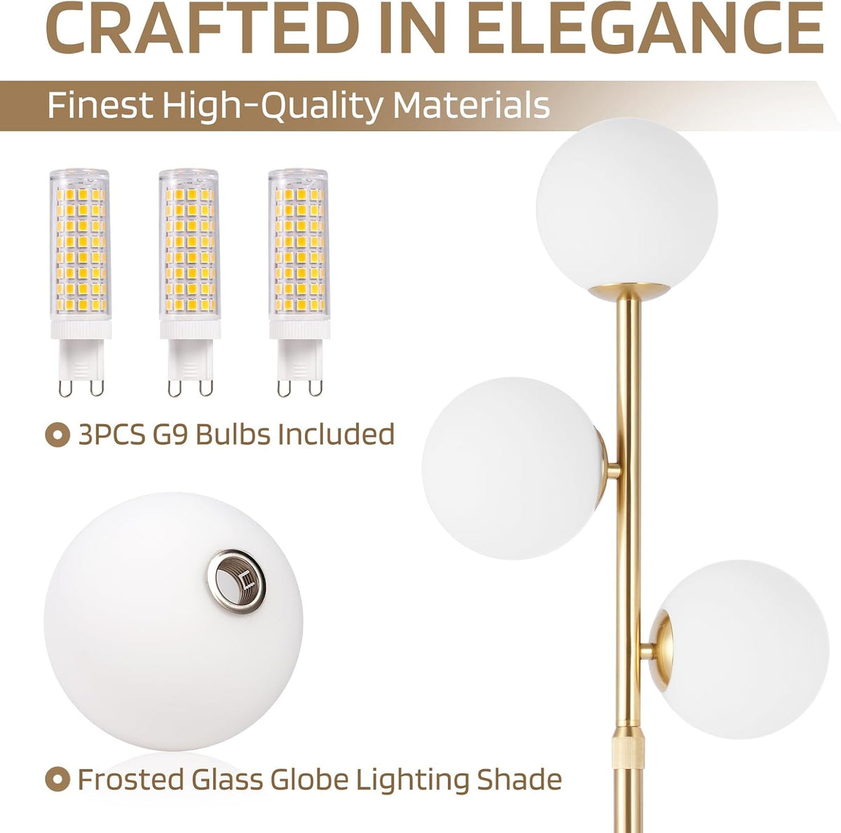 vallerico 3-Globe Mid Century Modern Floor Lamps for Living Room