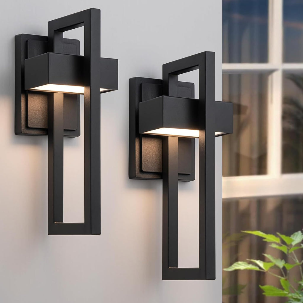 2-Pack Modern Outdoor Wall Lights, 15W LED Exterior Lighting