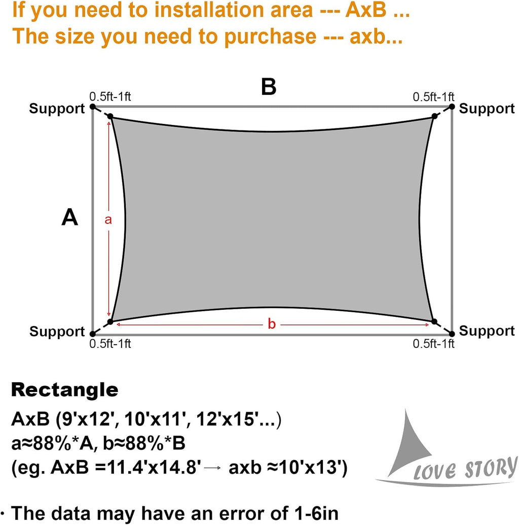 love story 12' x 16' rectangle sun shade shown in use