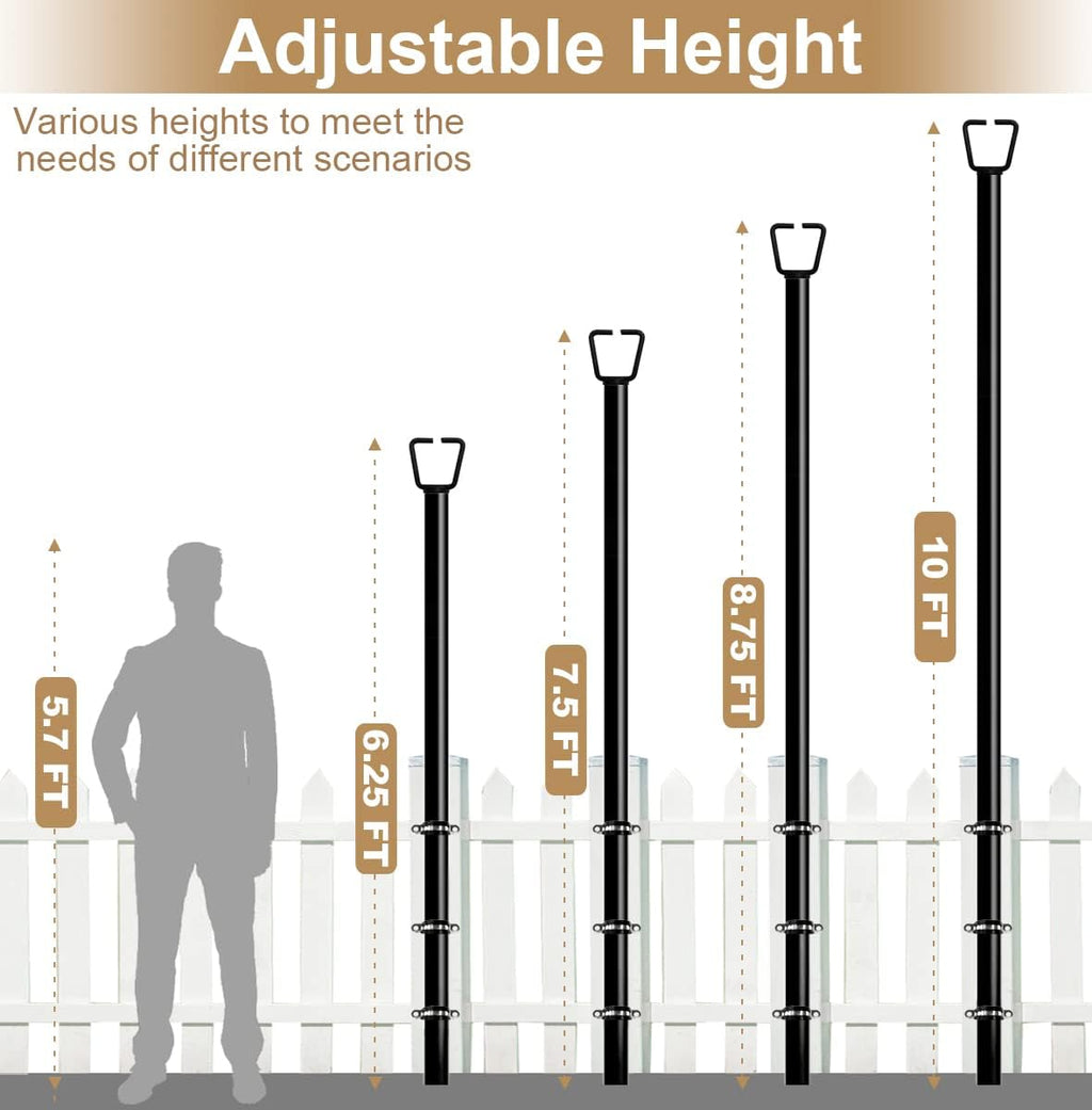 Queension 10FT Deck String Light Poles for Outdoor String Lights, 2pcs