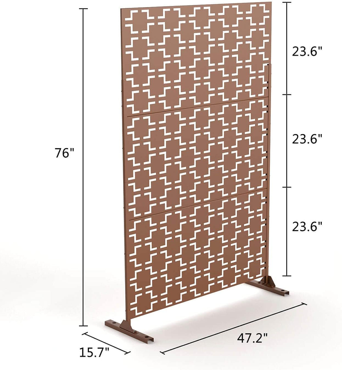Elevens Patio Privacy Screen Balcony Decorative Screen Set with Stand, Outdoor Decor Privacy Fence Screen, Indoor Room Decorative Divider (Square-Brown)
