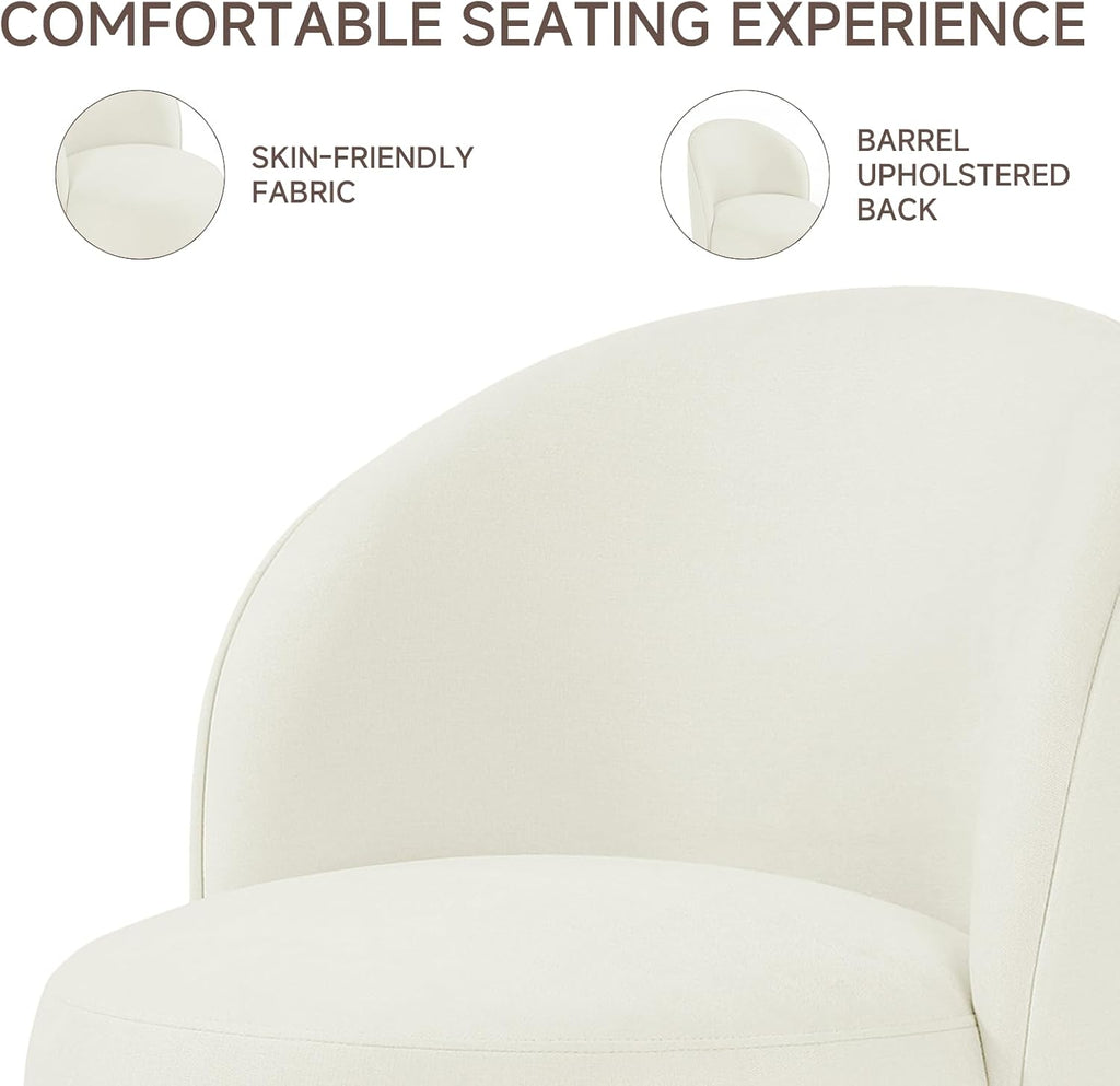 Swivel Dining Chairs Set of 4, Fabric Barrel Chair, Beige