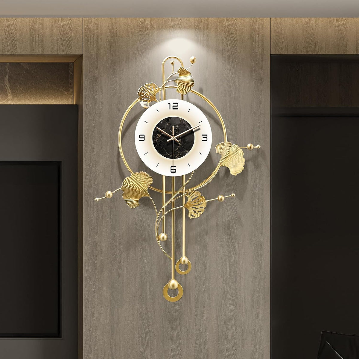 Wall Clock, Large Unique Gold Wall Clock for Living Room Decor
