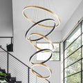 LED 5 Ring Chandelier Modern Vintage Black Gold Chandeliers Dimmable