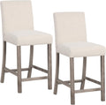 COSTWAY Upholstered Counter Height Chairs Set of 2 with Solid Wood Frame