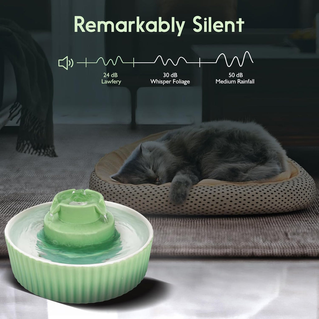 Lawfery Ceramic Cat Water Fountain, 2.1L/71oz Cupcake Pet Fountain