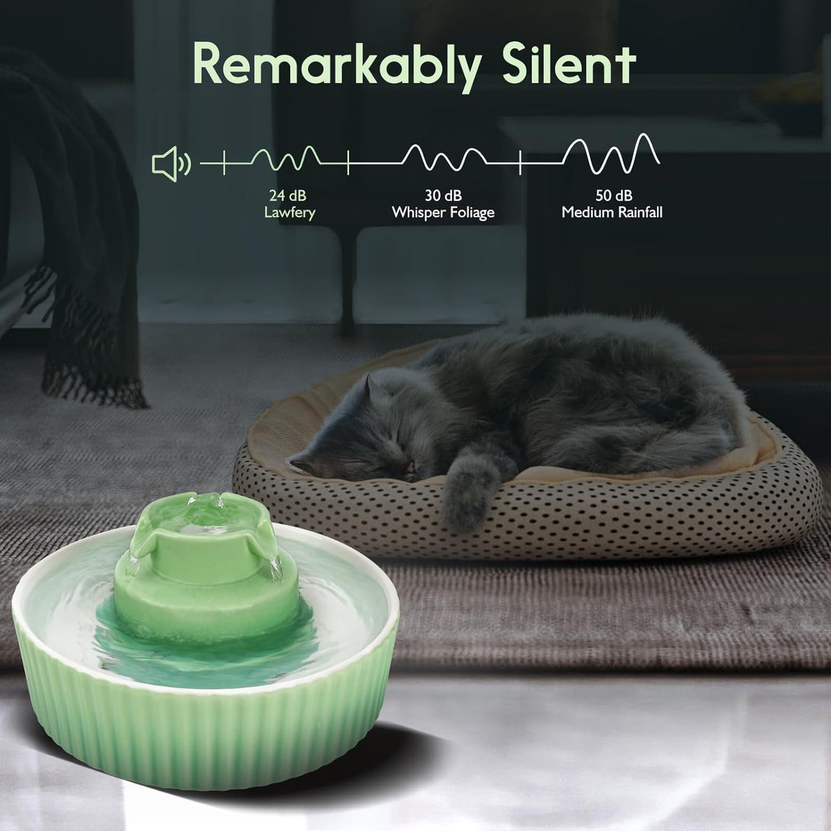 Lawfery Ceramic Cat Water Fountain, 2.1L/71oz Cupcake Pet Fountain