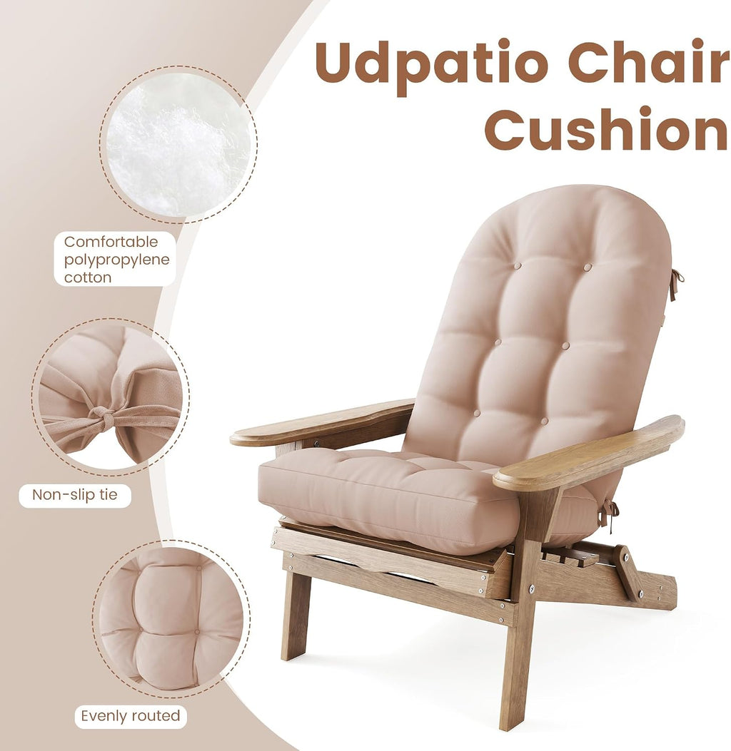 UDPATIO Adirondack Chair Cushion with Ties Outdoor Rocking Chairs Pad