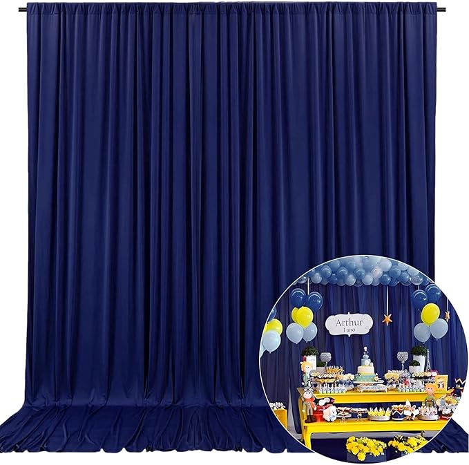 10 x 10 Feet Royal Blue Backdrop Curtain for Partie, Background Curtains for Photoshoot, Birthday, Wedding, Halloween, Thanksgiving, Christmas Day, New Year Party Decorations 5Ft x 10Ft, 2 Panels