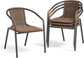 UDPATIO Rattan Patio Dining Chairs Set of 4, Wicker Stackable Outdoor Chairs with All Weather Curved Back & Metal Frame, for Indoor Restaurant Porch Deck, Brown