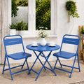 LAUSAINT HOME 3-Piece Folding Steel Bistro Set,Round, Blue