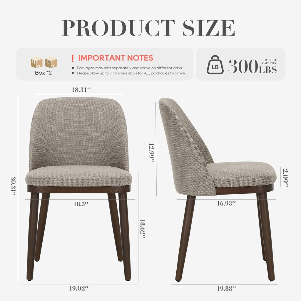 COLAMY Upholstered Dining Chairs Set of 4, Modern Kitchen Chairs with Back, Fabric Side Dining Room Chairs with Wood Legs for Kitchen Dining Room Restaurant, Camel