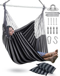 XXL Hammock Chair Hanging Rope Swing with 2 Cushions - Max 500lbs-Perfect for Patio, Porch, Bedroom, Backyard, Indoor or Outdoor - Includes Hanging Hardware Kits