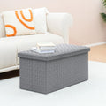 B FSOBEIIALEO Folding Storage Ottoman Bench, 30" Faux Leather Ottomans,Grey