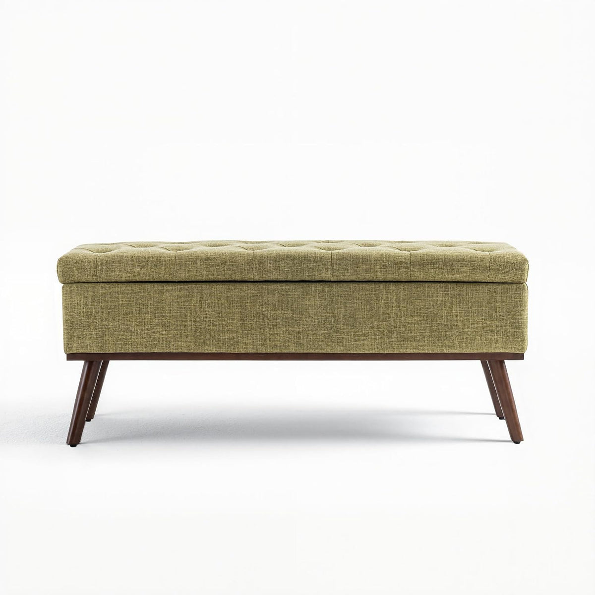 45.5" Olive Green Mid Century Modern Storage Bench for Bedroom, Linen