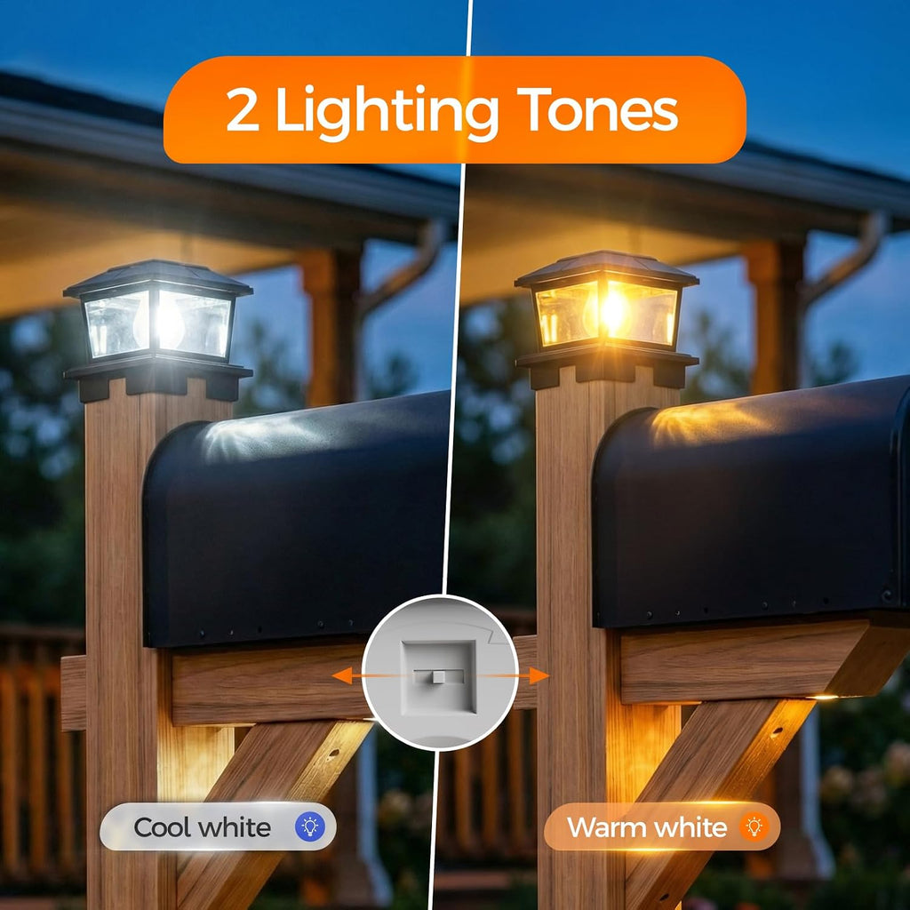 VOLISUN Metal Solar Post Cap Lights, Edison Bulb Light 4Pack,Black